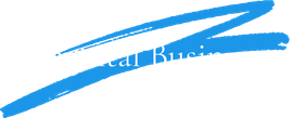 A blue brush stroke with the words local business written on it
