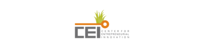 A logo for a company called cei with a plant and a key.