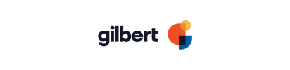 A gilbert logo with a colorful circle in the middle