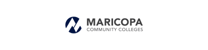 The logo for maricopa community colleges is on a white background.