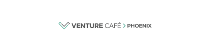 A logo for venture cafe phoenix on a white background