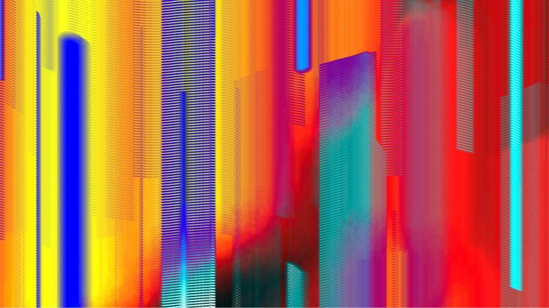 Abstract vertical lines in a variety of colours with glitch interference.