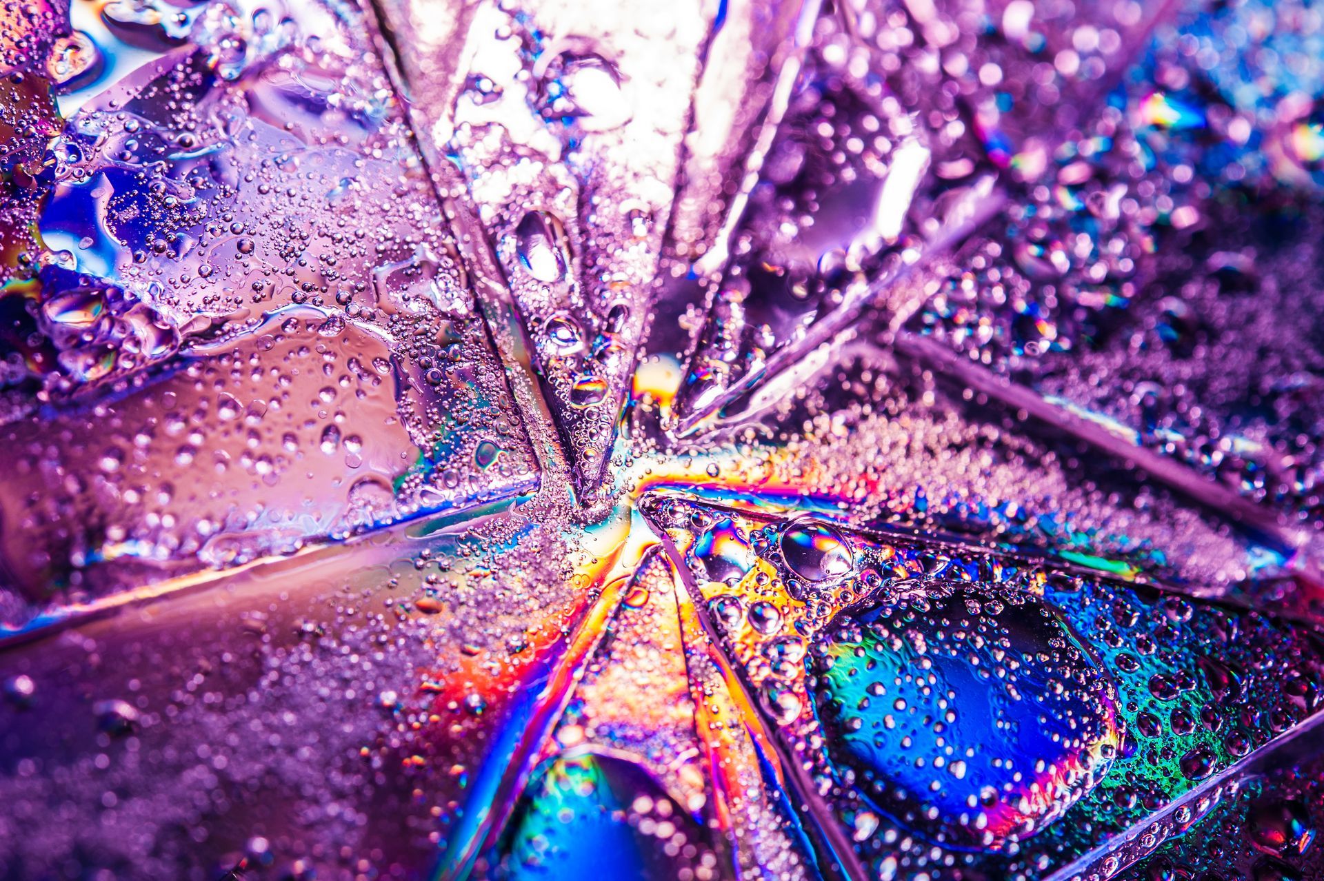 Ice shards up close with neon tints
