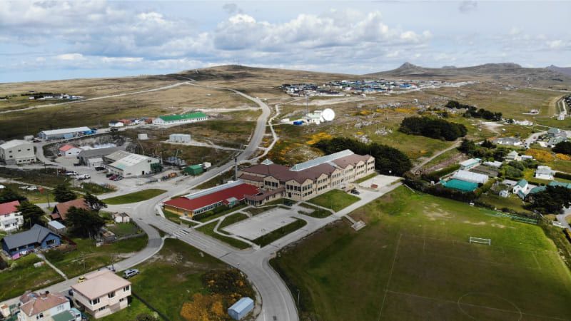 Aerial shot of Stanley in the Falkland Islands