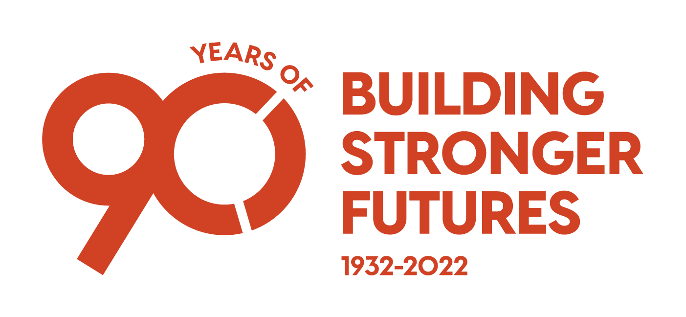 BES 90 Years of Building Stronger Futures logo