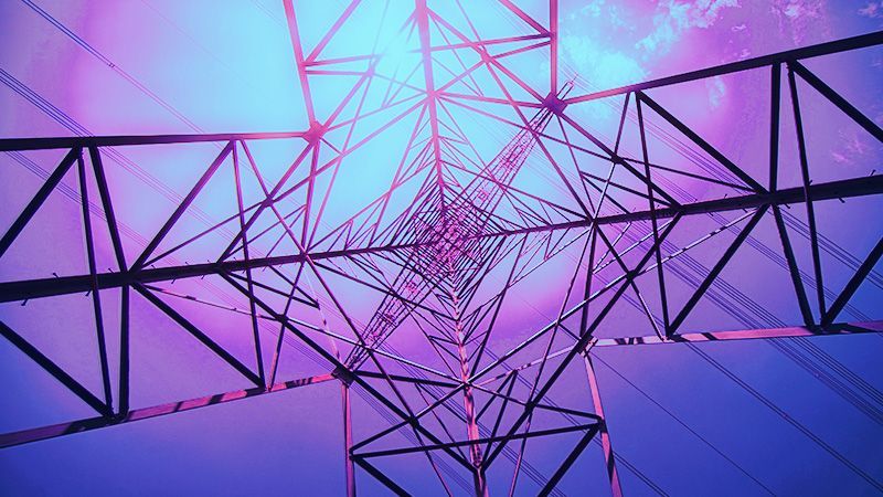 Close up of electricity pylon