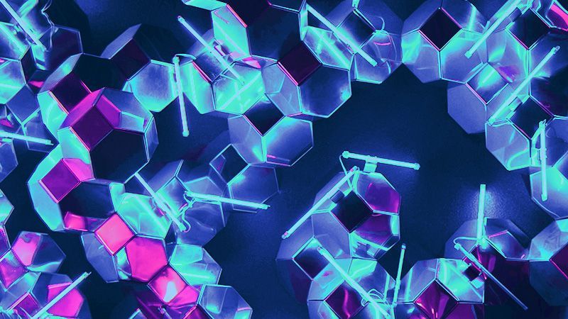 Abstract neon hexagons