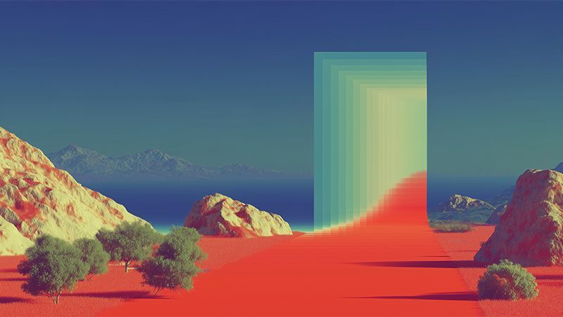Abstract kaleidoscope of AI generated shapes 