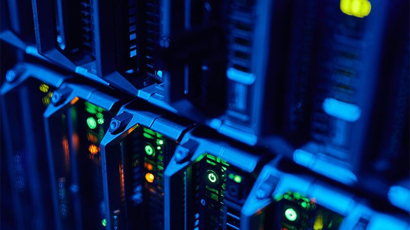 Close up of data centre stack