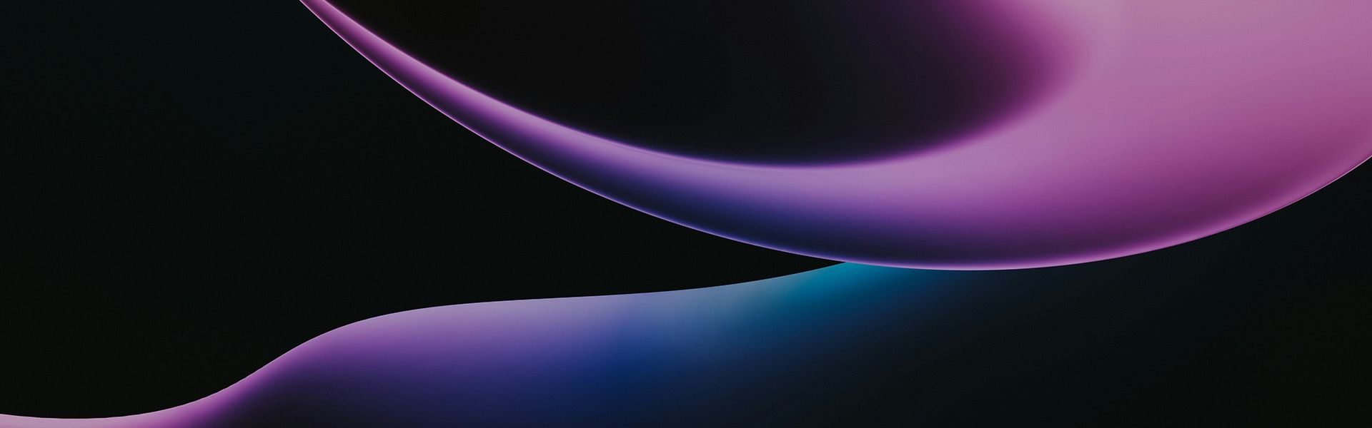 Abstract neon arc and a curving seam of light - purple and blue