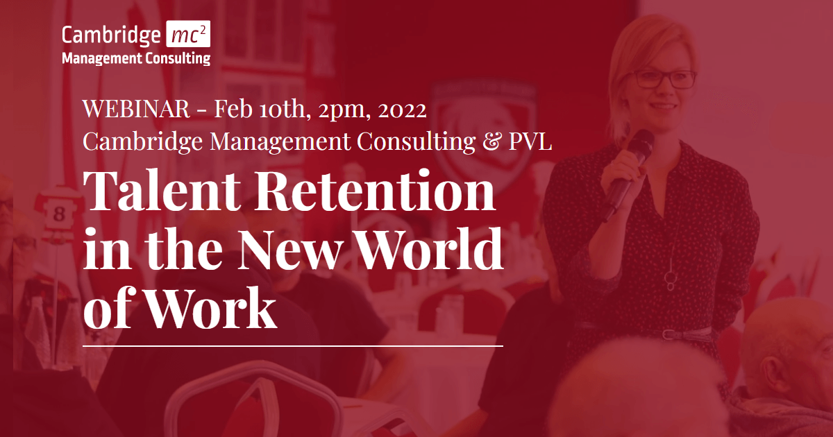 Graphic header about a Talent Retention webinar in February 2022