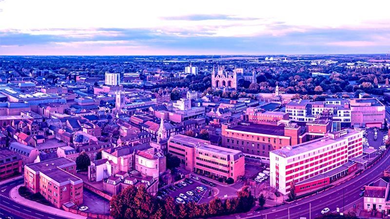 Aerial view of Peterborough, UK