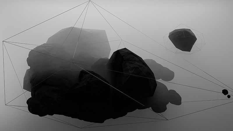 Abstract graphic of carbon inside geometric shapes