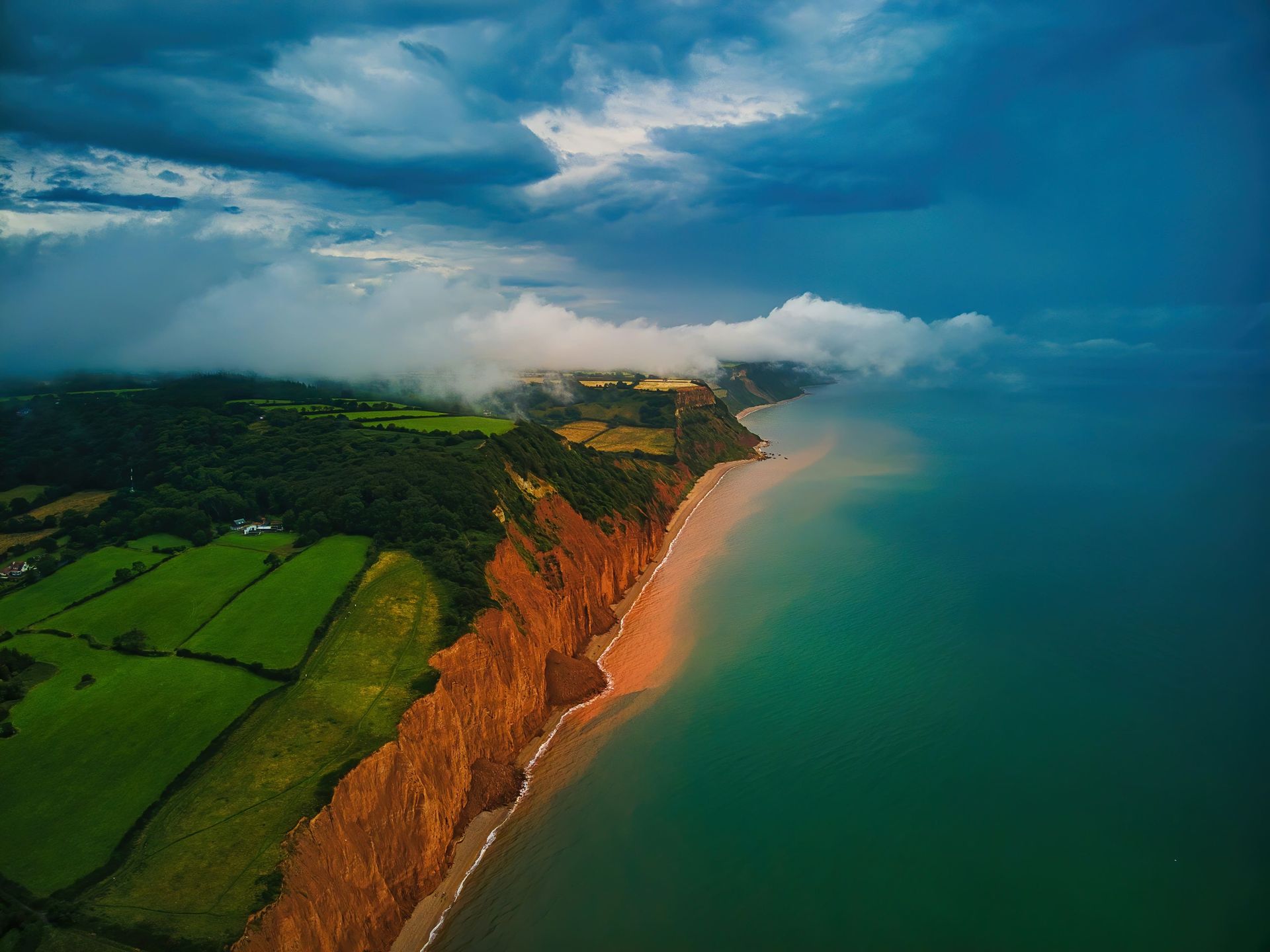 Clouds over cliffs