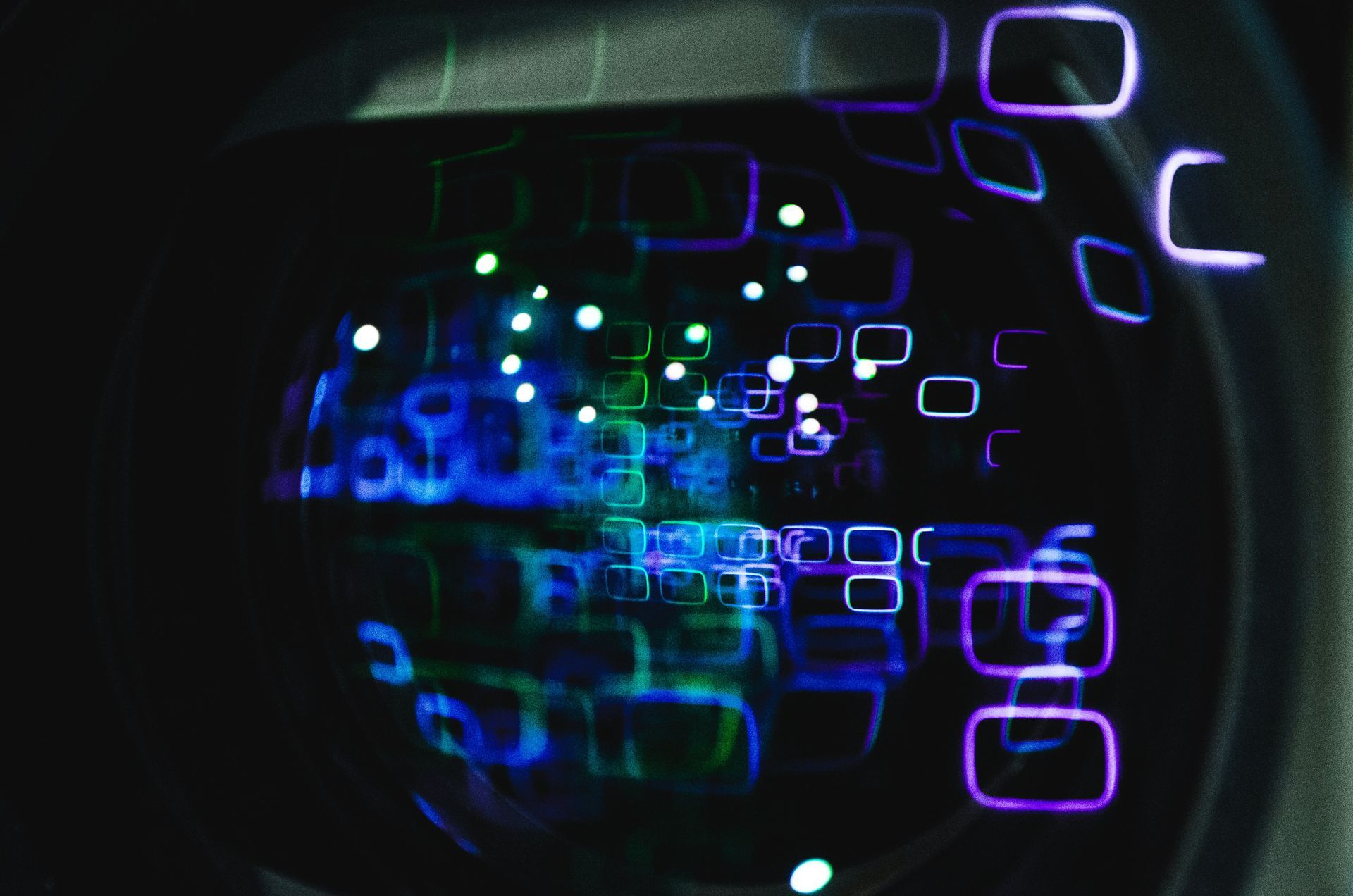 Neon shapes on a screen.