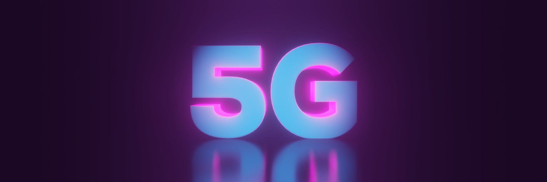 Banner showing 5G letters glowing neon