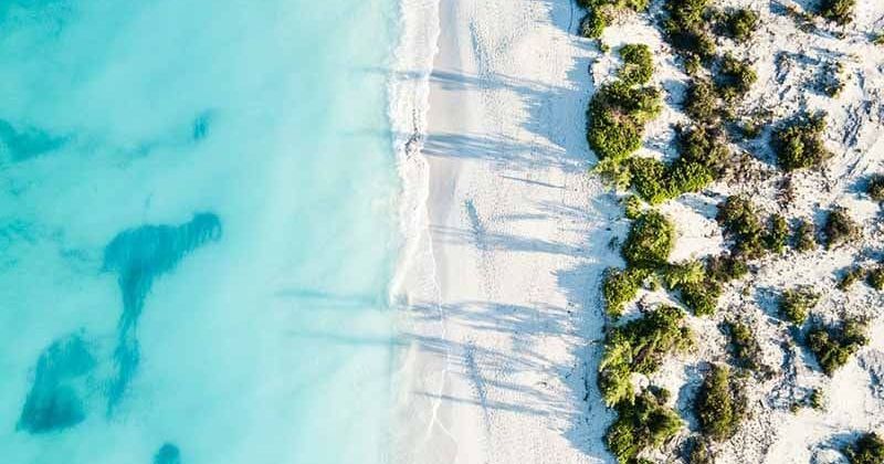 Aerial view of the beach.