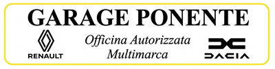 Logo di Garage Ponente, officina multimarca autorizzata per veicoli Renault e Dacia, su sfondo bianco.