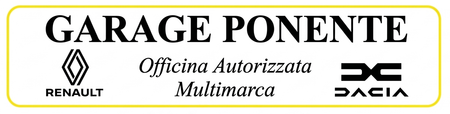 Logo di Garage Ponente, officina multimarca autorizzata per veicoli Renault e Dacia, su sfondo bianco.