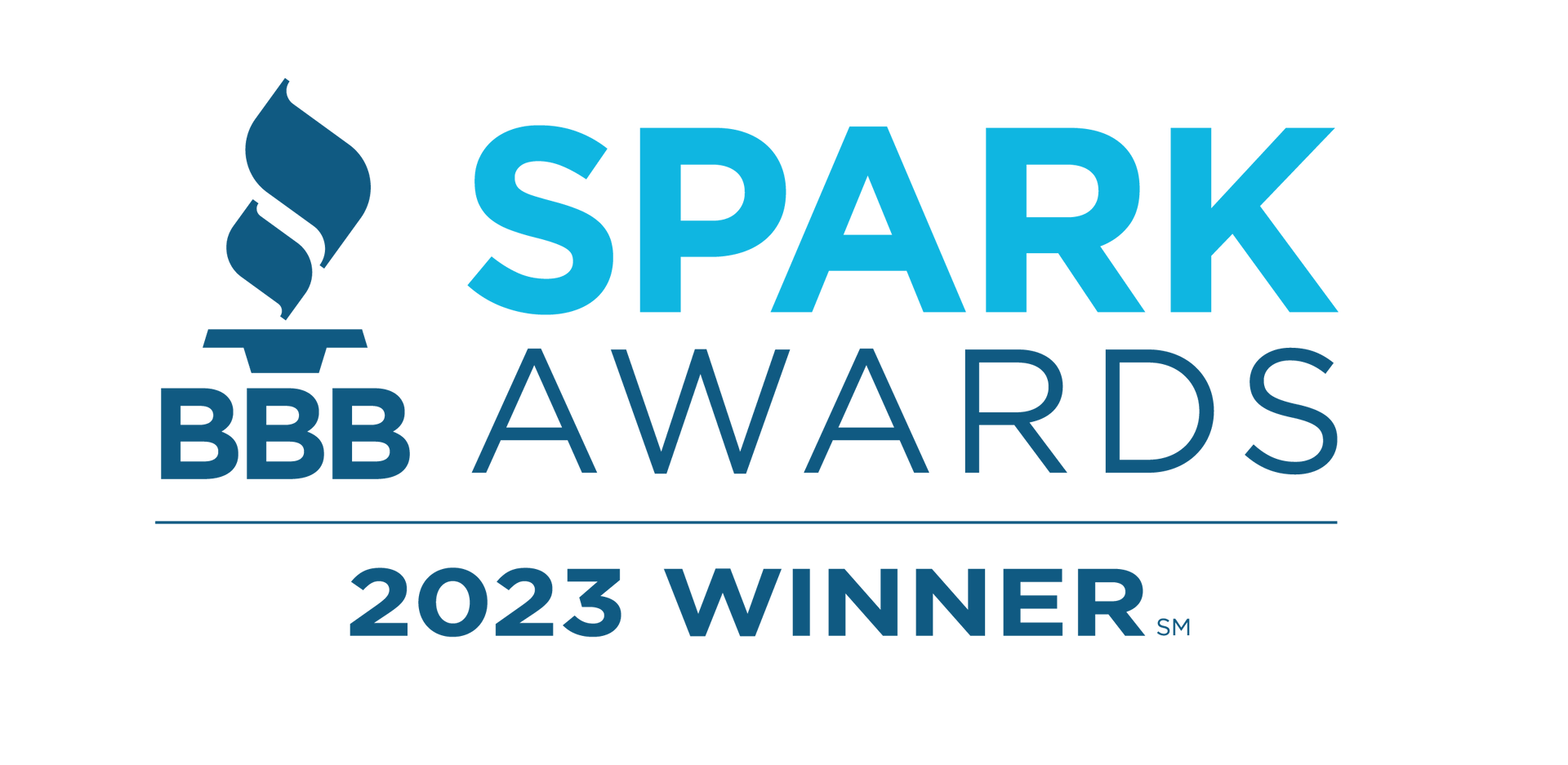 BBB Spark Awards 2023 Winner logo in blue and white