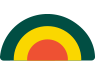 Multicolored rainbow arch in green, yellow, orange, and red on a white background