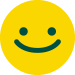 Yellow smiling face icon on white background