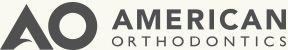 American Orthodontics logo with stylized gray “AO” and black company name on white background