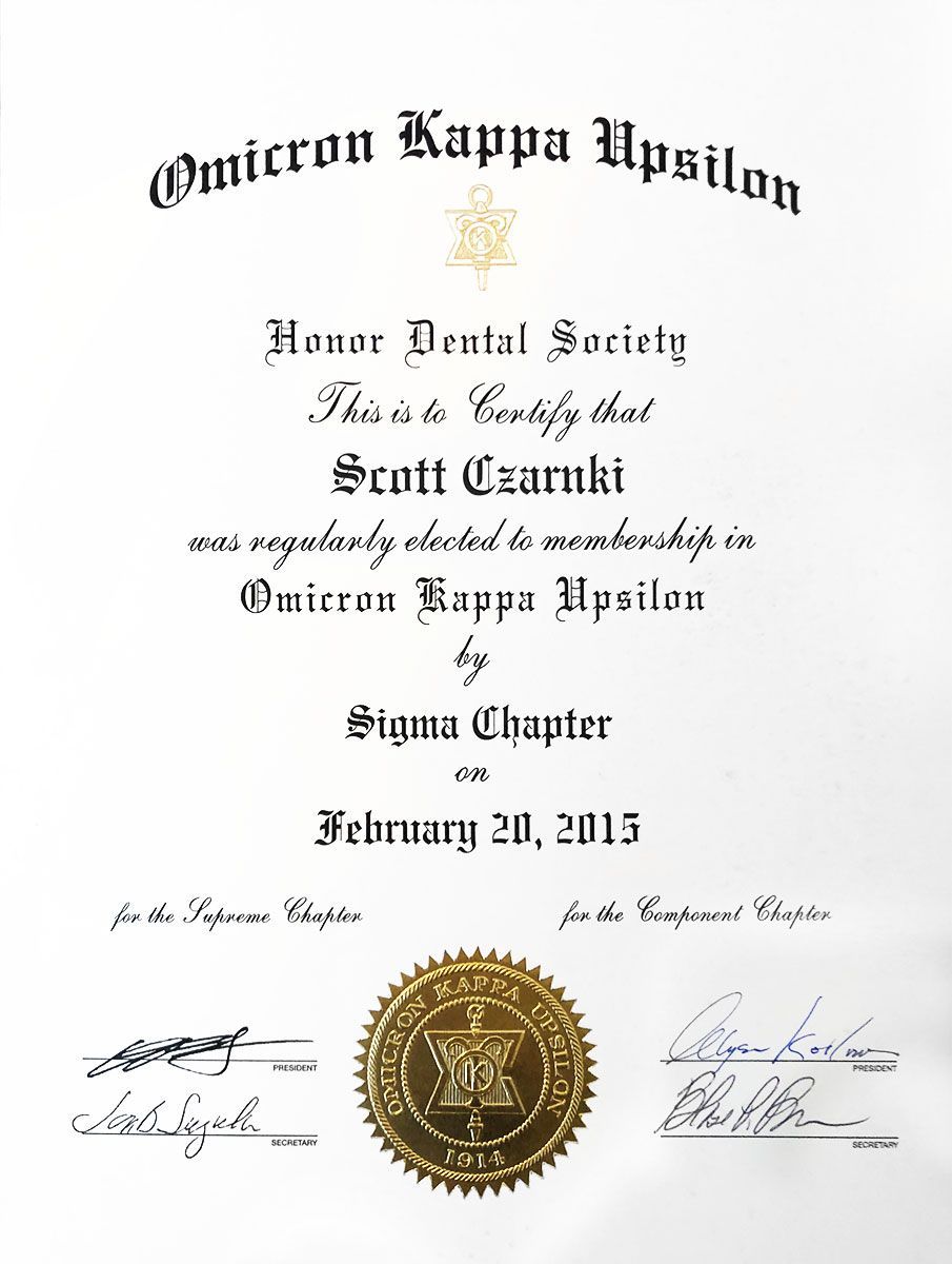 Honor Society certificate from Gamma Upsilon, Sigma Theta Chapter, dated February 28, 2015, with gold seal