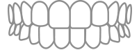 Outlined illustration of a smiling set of human teeth, front view on a white background