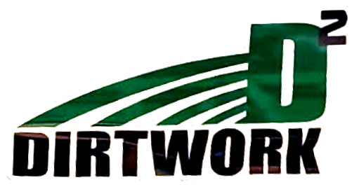 Green logo with "D² DIRTWORK" text; curved green stripes.