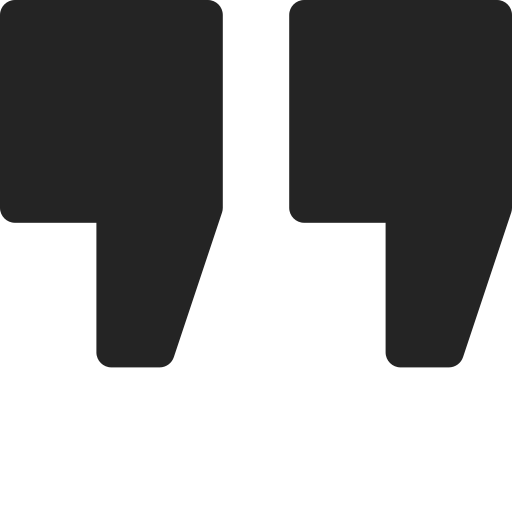 Quotation marks, black, used to indicate quoted text.