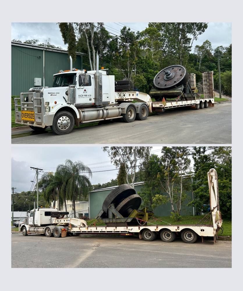 A Semi Truck is Carrying a Large Object on a Trailer — Kelly's Crane Hire in Mossman, QLD