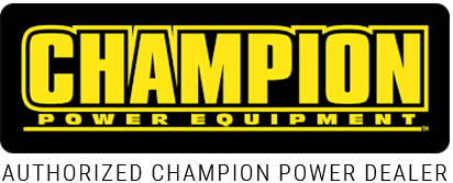 Champion Power Equipment logo on black background with 