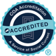 A seal that says coa accreditation accredited a service of social current