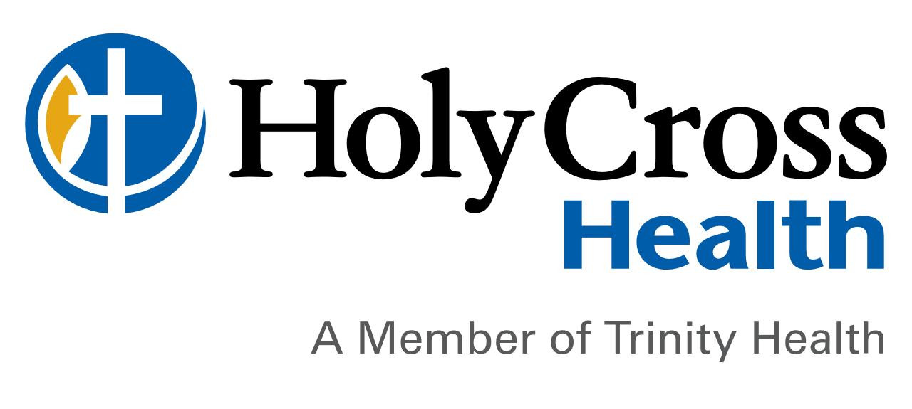 The holy cross health logo is a member of trinity health.
