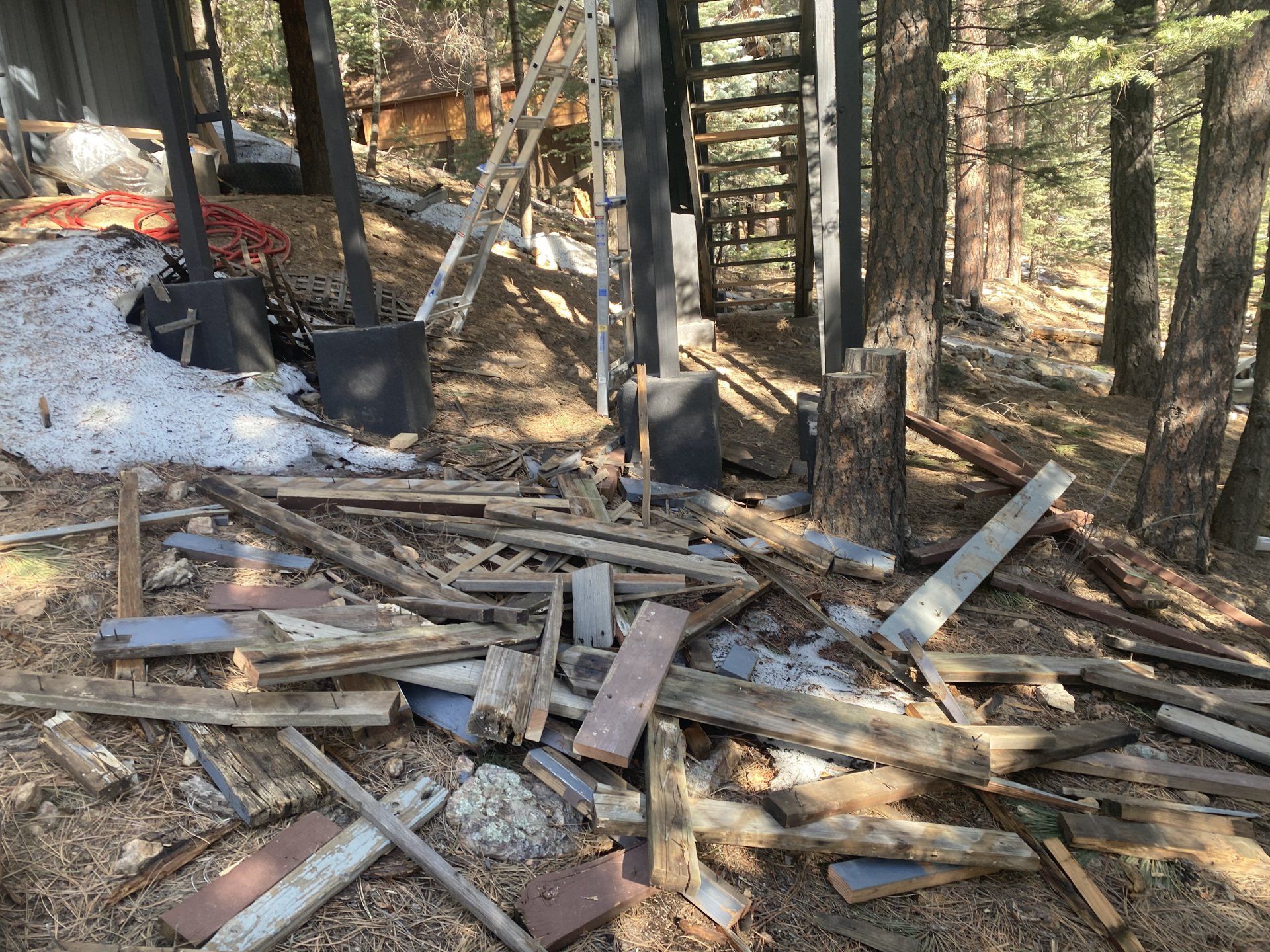 construction debris at a home ready to be taken in colorado springs