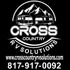 Logo for Cross Country RV Solutions has orange lettering with a motorhome in the background.