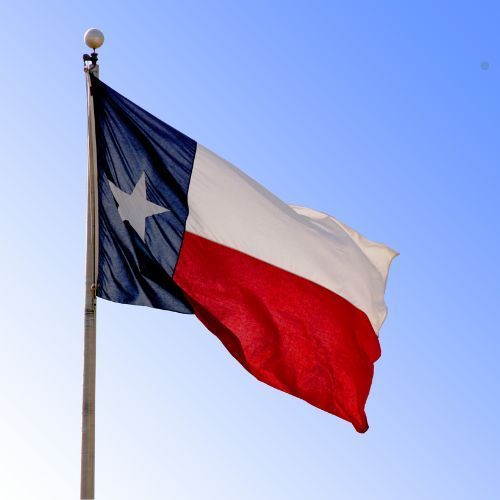 The state of Texas flag in Arlington, Texas.