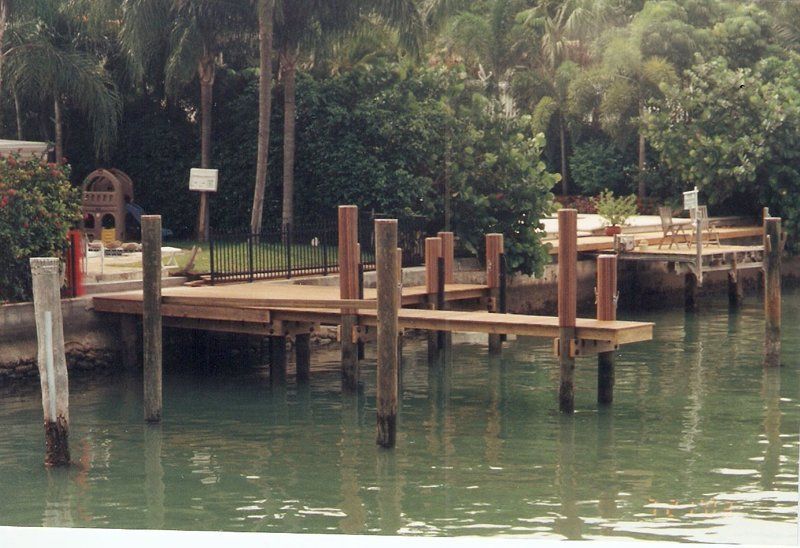 Custom — Wood Dock in Side View in Miami, FL