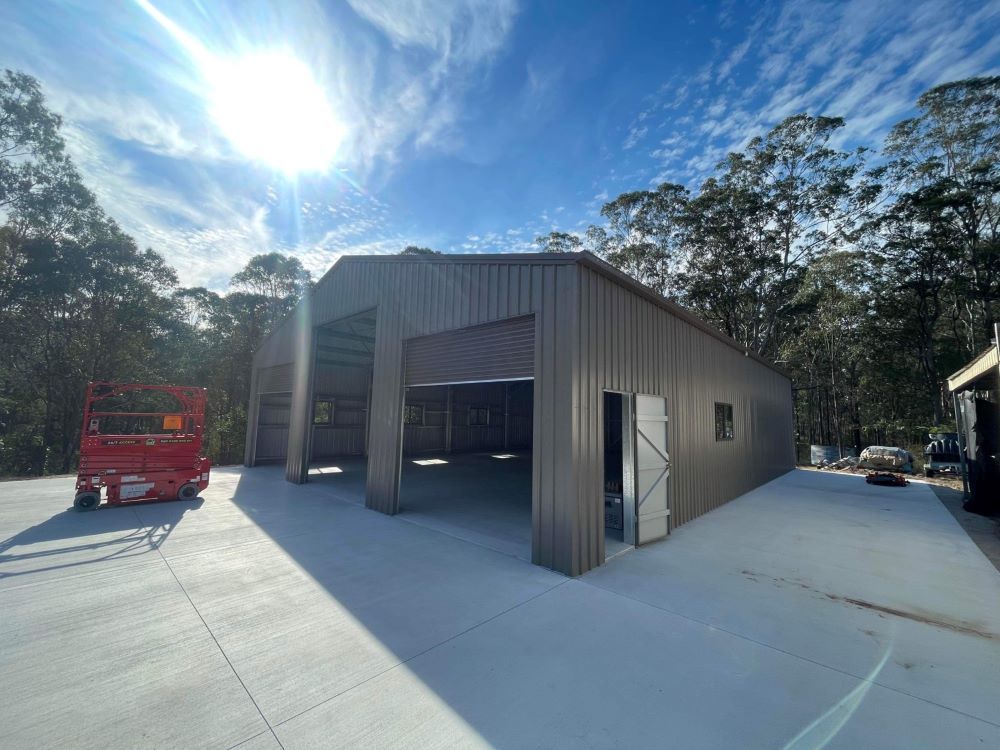 Black industrial shed