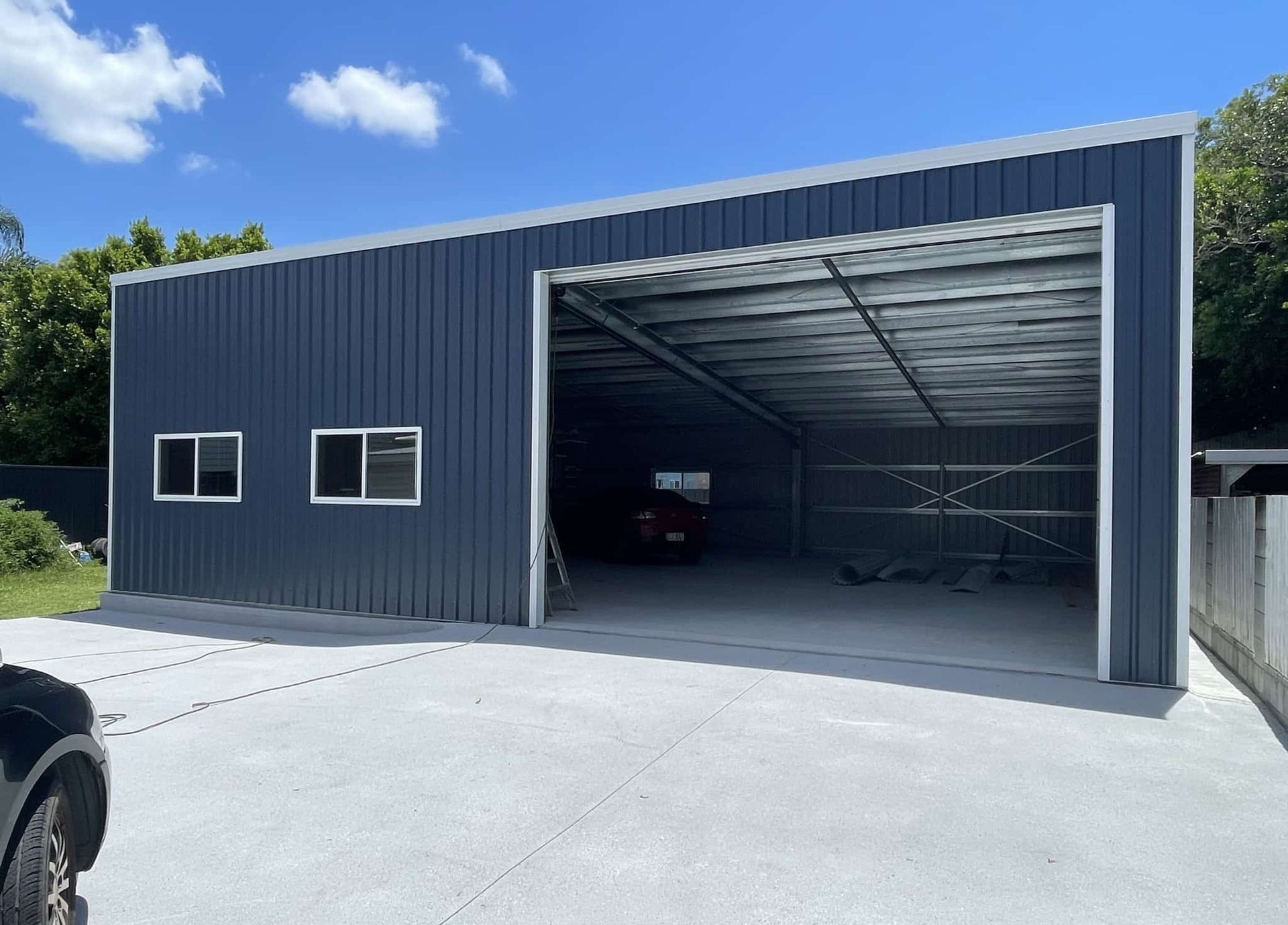A Newly Built Blue Carport