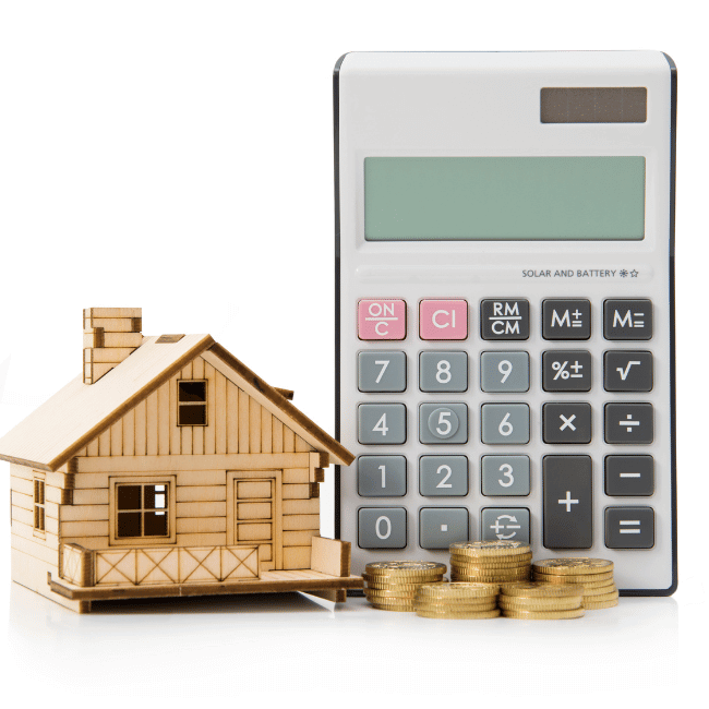 A Wooden House Next To A Calculator And Stacks Of Coins — Howells & Co Legal & Conveyancing In Cessnock, NSW