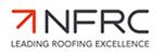 Logo for NFRC, "Leading Roofing Excellence," with a red arrow pointing upward and right.