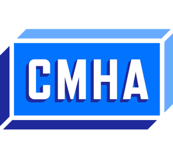 CMHA logo in a blue 3D rectangle with
