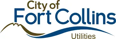 City of Fort Collins Utilities logo with blue and brown text and a wave graphic.
