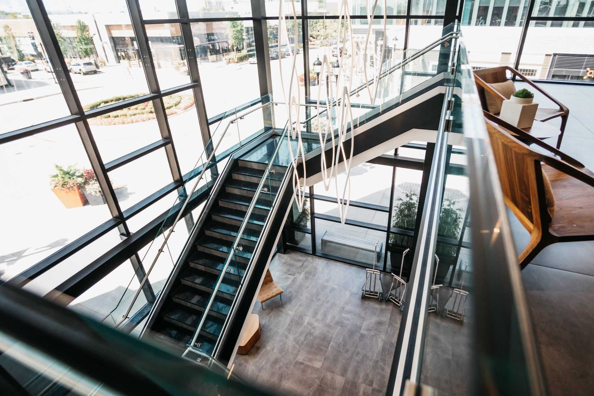 Glass Staircase From The Second Level — Willoughby, OH — Euclid Glass & Door