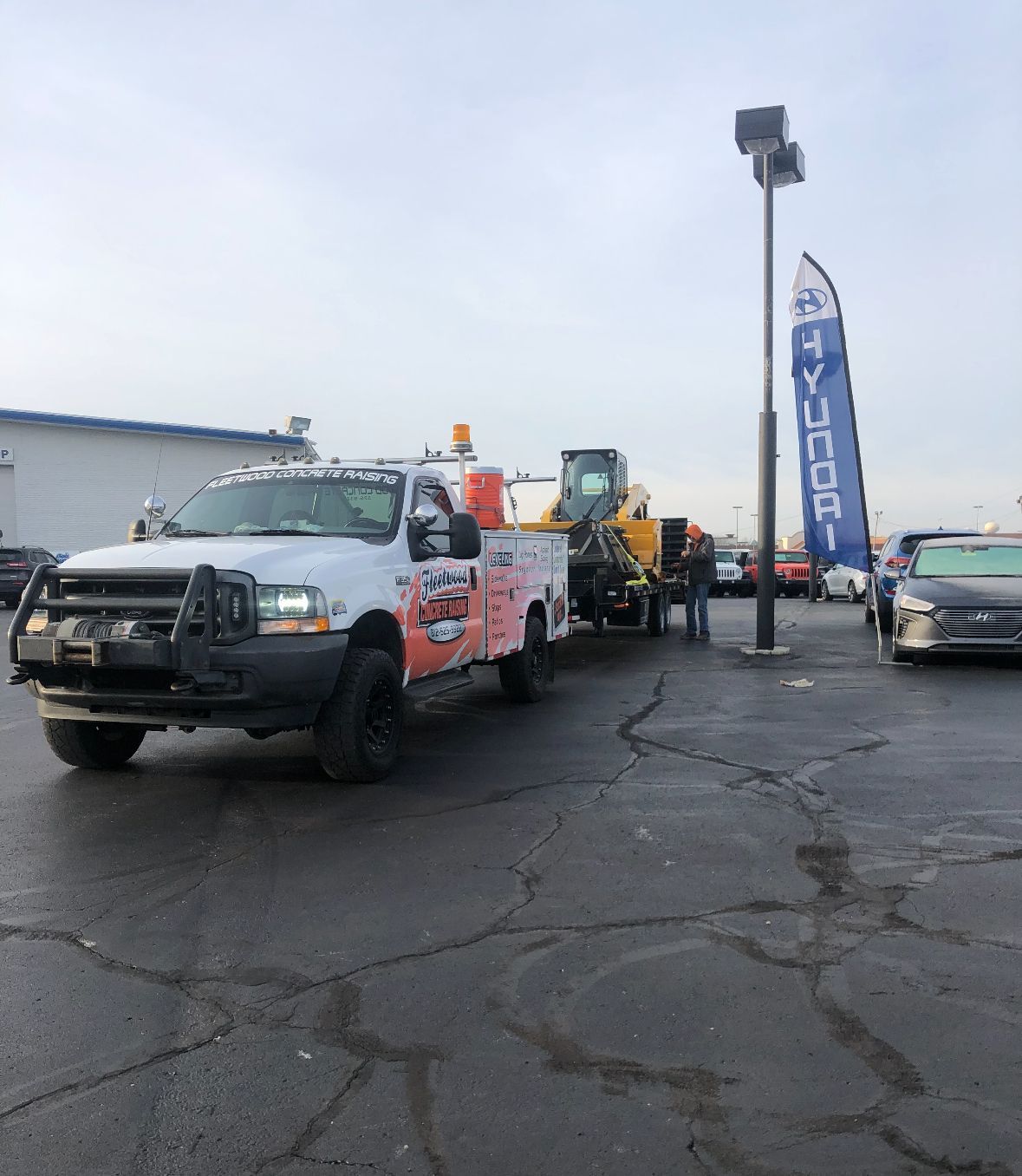 A Hyundai Truck Is Parked In A Parking Lot | Southern, IN | OK&A Fleetwood Asphalt Concrete Raising