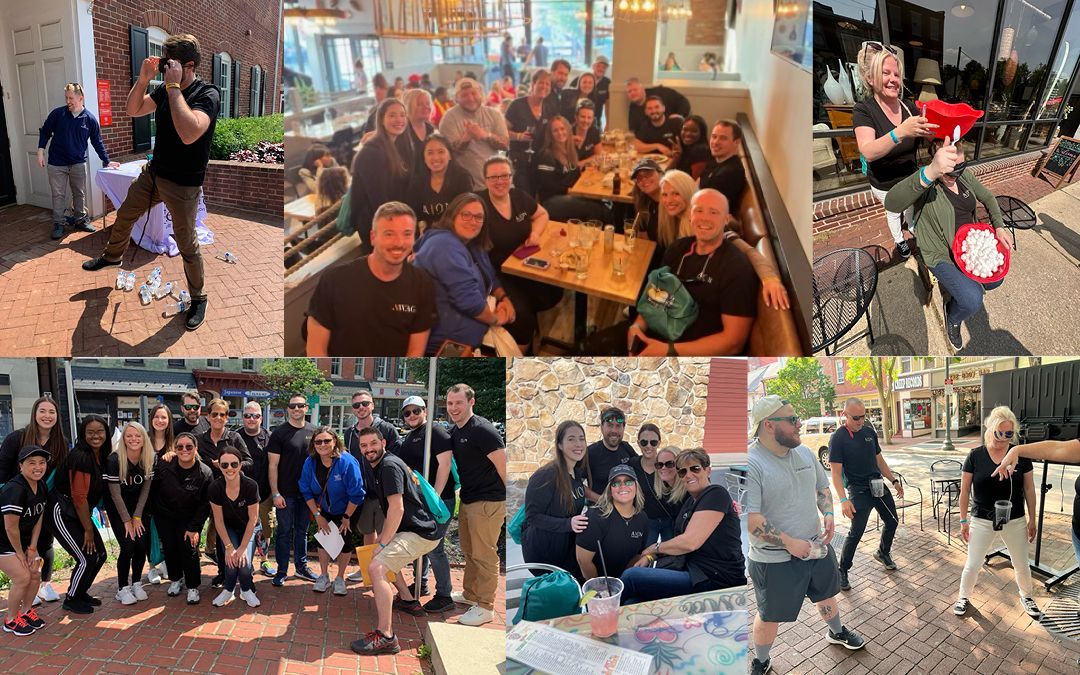 Collage of people in various outdoor and indoor settings. Some smiling, some holding objects, all in casual attire.