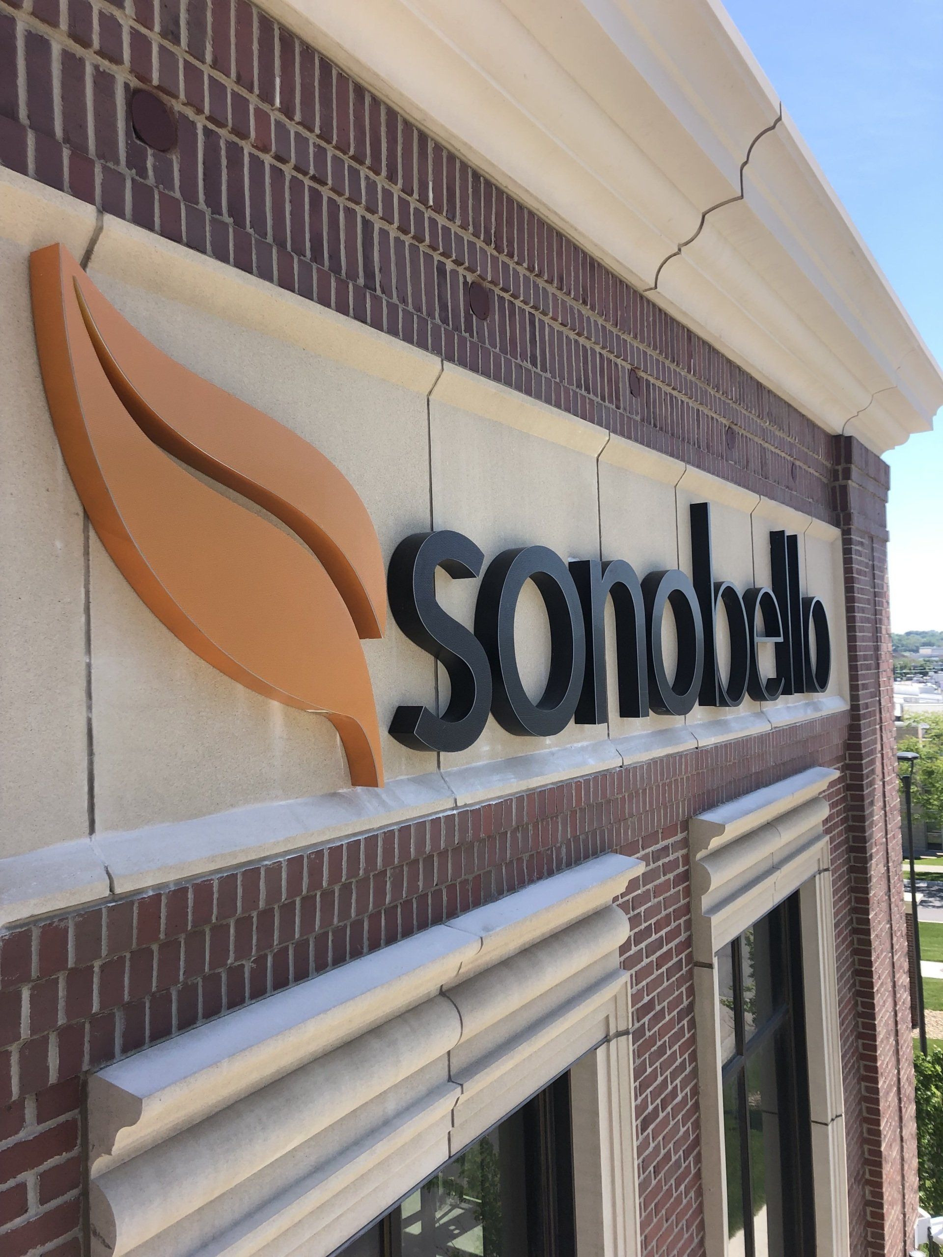 A sign on the side of a building that says sonolab