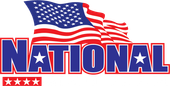 A national logo with an american flag on it